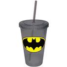 Batman - Gray Plastic Cup with Straw
