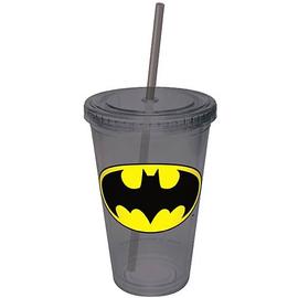 Batman - Gray Plastic Cup with Straw