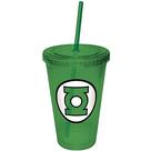 Green Lantern - Green Plastic Cup with Straw