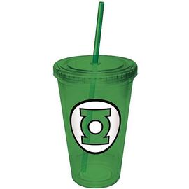 Green Lantern - Green Plastic Cup with Straw